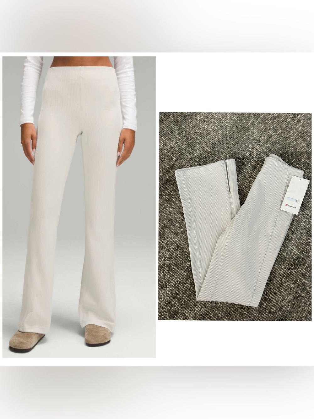 NWT! Lululemon Brushed Softstreme
Rib Zip Flare 32.5" Bone,  Size 4